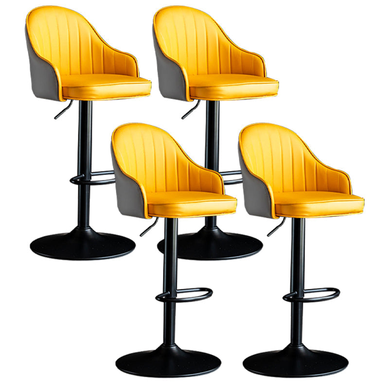 Indoor Modern Leather Barstool Rotating Lifting Bar Stool with Armrests Yellow-Gray Black 4 Piece Set Clearhalo 'Bar Furniture' 'Bar Stools' 'bar_stools' 'furn' 'furn_bar_stools' 'furniture_bar_stools' 'Kitchen & Dining Furniture' 'kitchen&dining_furn' 'kitchen' 'kitchen_furn' Furniture' 4329797