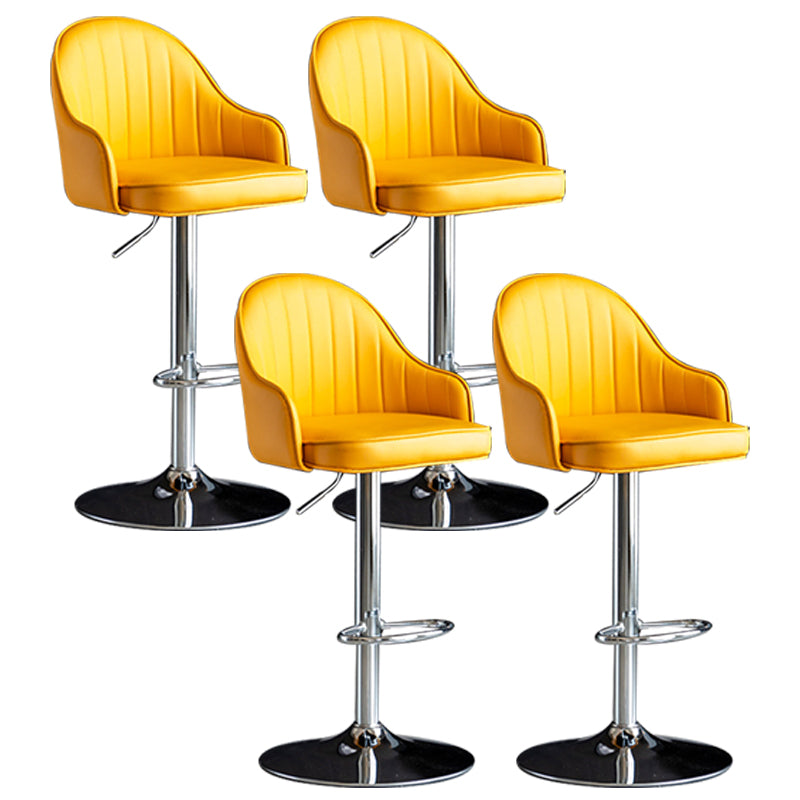 Indoor Modern Leather Barstool Rotating Lifting Bar Stool with Armrests Yellow Silver 4 Piece Set Clearhalo 'Bar Furniture' 'Bar Stools' 'bar_stools' 'furn' 'furn_bar_stools' 'furniture_bar_stools' 'Kitchen & Dining Furniture' 'kitchen&dining_furn' 'kitchen' 'kitchen_furn' Furniture' 4329798
