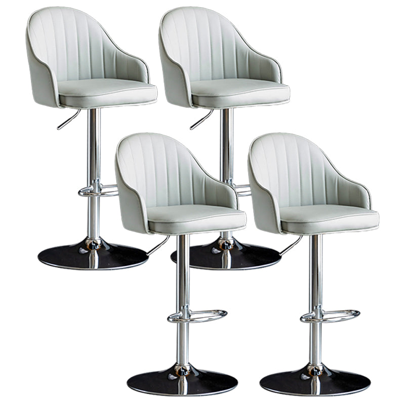 Indoor Modern Leather Barstool Rotating Lifting Bar Stool with Armrests Light Gray Silver 4 Piece Set Clearhalo 'Bar Furniture' 'Bar Stools' 'bar_stools' 'furn' 'furn_bar_stools' 'furniture_bar_stools' 'Kitchen & Dining Furniture' 'kitchen&dining_furn' 'kitchen' 'kitchen_furn' Furniture' 4329799