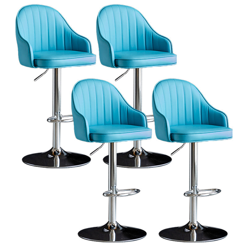 Indoor Modern Leather Barstool Rotating Lifting Bar Stool with Armrests Blue Silver 4 Piece Set Clearhalo 'Bar Furniture' 'Bar Stools' 'bar_stools' 'furn' 'furn_bar_stools' 'furniture_bar_stools' 'Kitchen & Dining Furniture' 'kitchen&dining_furn' 'kitchen' 'kitchen_furn' Furniture' 4329800