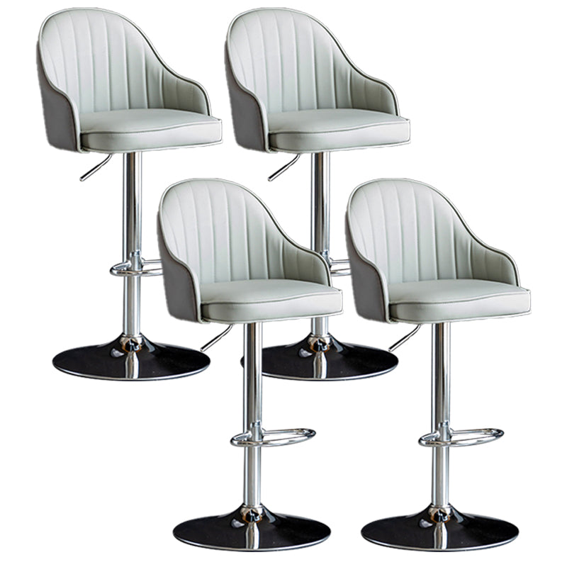 Indoor Modern Leather Barstool Rotating Lifting Bar Stool with Armrests Dark Gray Silver 4 Piece Set Clearhalo 'Bar Furniture' 'Bar Stools' 'bar_stools' 'furn' 'furn_bar_stools' 'furniture_bar_stools' 'Kitchen & Dining Furniture' 'kitchen&dining_furn' 'kitchen' 'kitchen_furn' Furniture' 4329801