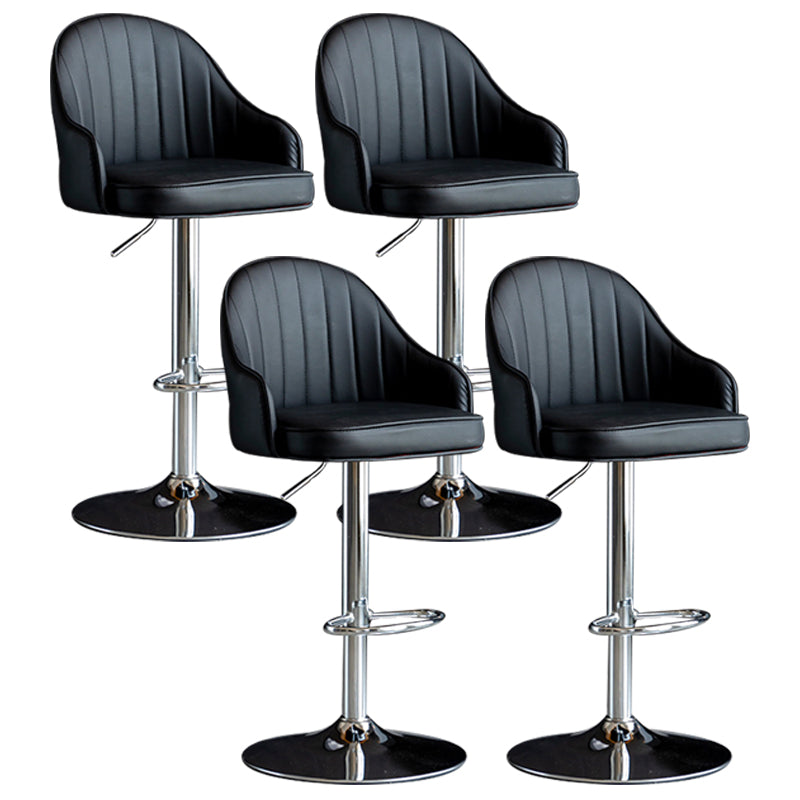 Indoor Modern Leather Barstool Rotating Lifting Bar Stool with Armrests Black Silver 4 Piece Set Clearhalo 'Bar Furniture' 'Bar Stools' 'bar_stools' 'furn' 'furn_bar_stools' 'furniture_bar_stools' 'Kitchen & Dining Furniture' 'kitchen&dining_furn' 'kitchen' 'kitchen_furn' Furniture' 4329802