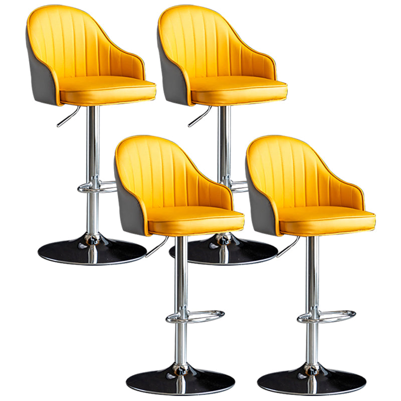 Indoor Modern Leather Barstool Rotating Lifting Bar Stool with Armrests Yellow-Gray Silver 4 Piece Set Clearhalo 'Bar Furniture' 'Bar Stools' 'bar_stools' 'furn' 'furn_bar_stools' 'furniture_bar_stools' 'Kitchen & Dining Furniture' 'kitchen&dining_furn' 'kitchen' 'kitchen_furn' Furniture' 4329804