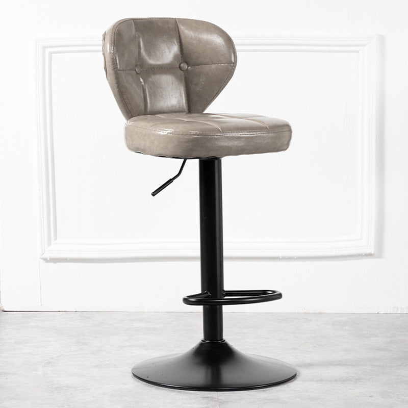 Nordic Leather Seats Barstool Rotating Lifting Bar Stool for Indoor, 1 Piece Grey Black Clearhalo 'Bar Furniture' 'Bar Stools' 'bar_stools' 'furniture_bar_stools' 'Kitchen & Dining Furniture' 'kitchen&dining_furn' 'kitchen' 'kitchen_furn' Furniture' 4329808
