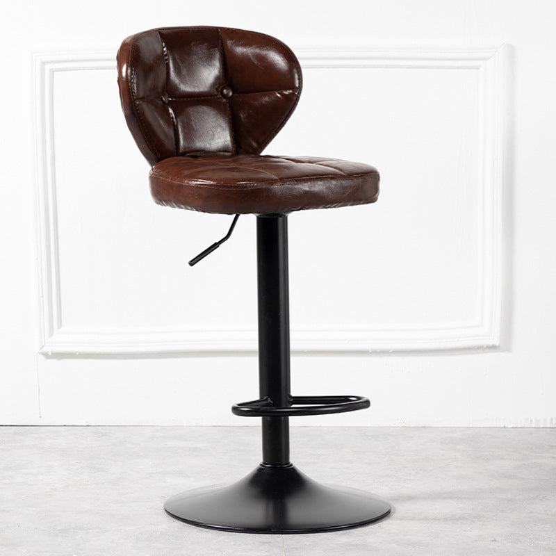 Nordic Leather Seats Barstool Rotating Lifting Bar Stool for Indoor, 1 Piece Brown Black Clearhalo 'Bar Furniture' 'Bar Stools' 'bar_stools' 'furniture_bar_stools' 'Kitchen & Dining Furniture' 'kitchen&dining_furn' 'kitchen' 'kitchen_furn' Furniture' 4329812