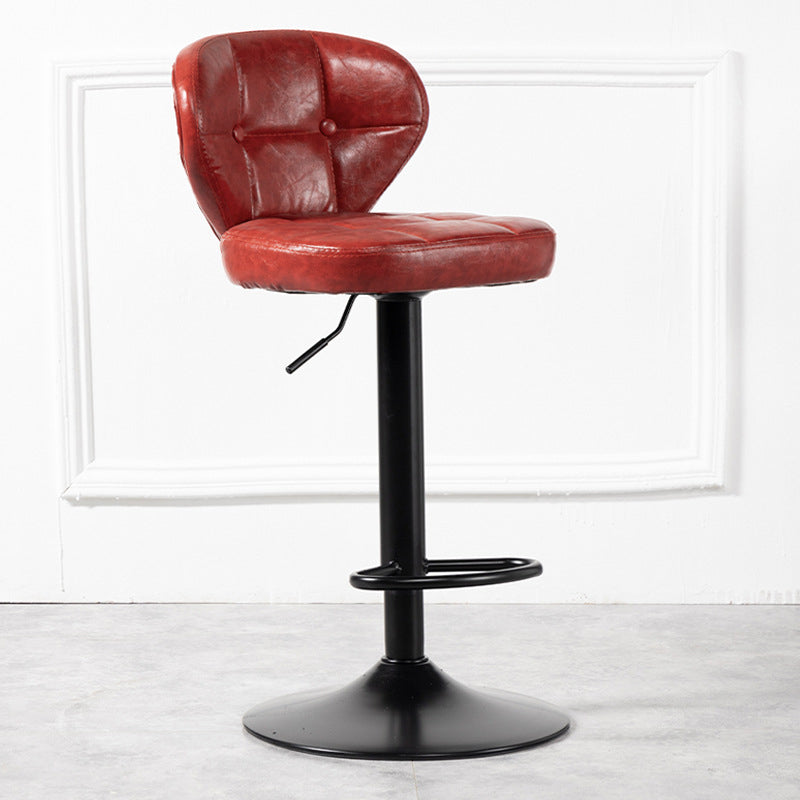 Nordic Leather Seats Barstool Rotating Lifting Bar Stool for Indoor, 1 Piece Red Black Clearhalo 'Bar Furniture' 'Bar Stools' 'bar_stools' 'furniture_bar_stools' 'Kitchen & Dining Furniture' 'kitchen&dining_furn' 'kitchen' 'kitchen_furn' Furniture' 4329817