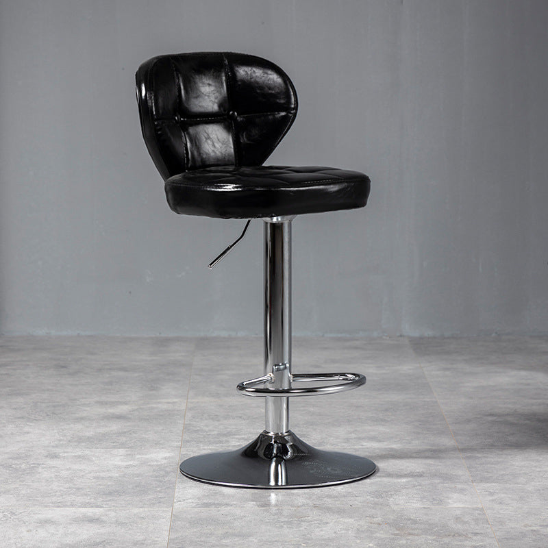 Nordic Leather Seats Barstool Rotating Lifting Bar Stool for Indoor, 1 Piece Black Silver Clearhalo 'Bar Furniture' 'Bar Stools' 'bar_stools' 'furniture_bar_stools' 'Kitchen & Dining Furniture' 'kitchen&dining_furn' 'kitchen' 'kitchen_furn' Furniture' 4329820