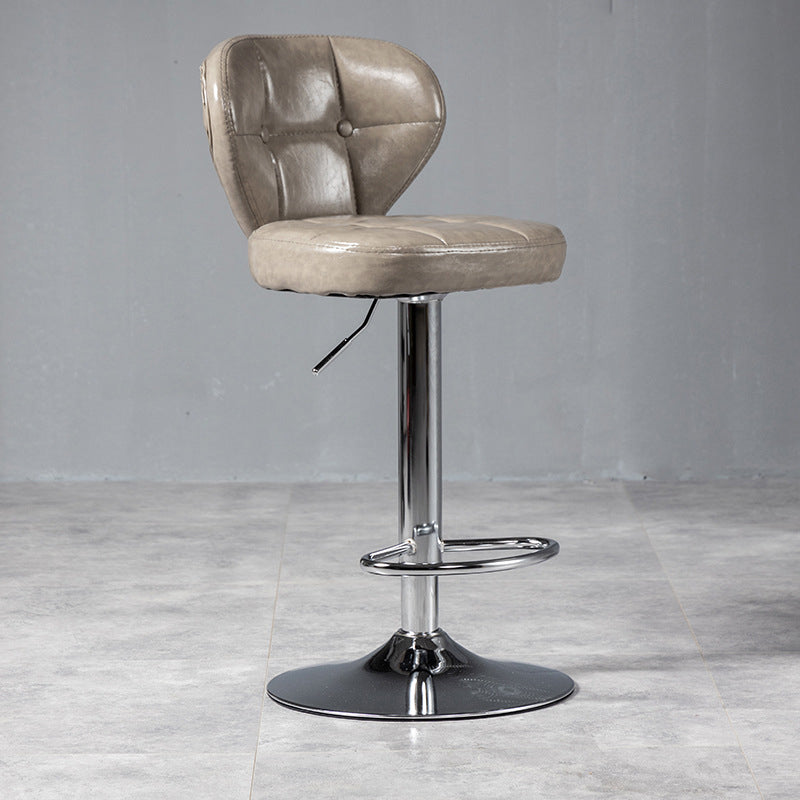 Nordic Leather Seats Barstool Rotating Lifting Bar Stool for Indoor, 1 Piece Grey Silver Clearhalo 'Bar Furniture' 'Bar Stools' 'bar_stools' 'furniture_bar_stools' 'Kitchen & Dining Furniture' 'kitchen&dining_furn' 'kitchen' 'kitchen_furn' Furniture' 4329822