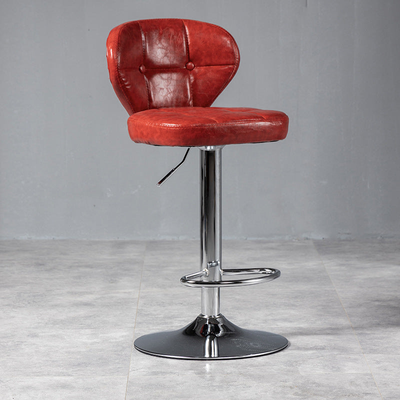 Nordic Leather Seats Barstool Rotating Lifting Bar Stool for Indoor, 1 Piece Red Silver Clearhalo 'Bar Furniture' 'Bar Stools' 'bar_stools' 'furniture_bar_stools' 'Kitchen & Dining Furniture' 'kitchen&dining_furn' 'kitchen' 'kitchen_furn' Furniture' 4329830