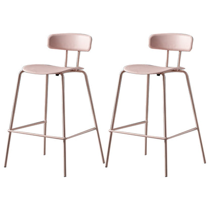 Modern Plastic Seats Barstool Metal 4 Legs Bar Stool for Indoor, Set of 2 Pink 2 Piece Set Counter Stool(26"H)