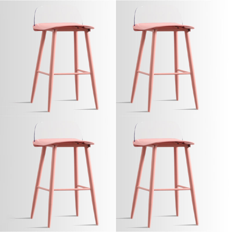 Scandinavian Style Acrylic Bar stool with Square Seat Counter Stool for Kitchen Bar Red Clear 4 Piece Set Counter Stool (24"H) Clearhalo 'Bar Furniture' 'Bar Stools' 'bar_stools' 'furn' 'furn_bar_stools' 'furniture_bar_stools' 'Kitchen & Dining Furniture' 'kitchen&dining_furn' 'kitchen' 'kitchen_furn' Furniture' 4329975