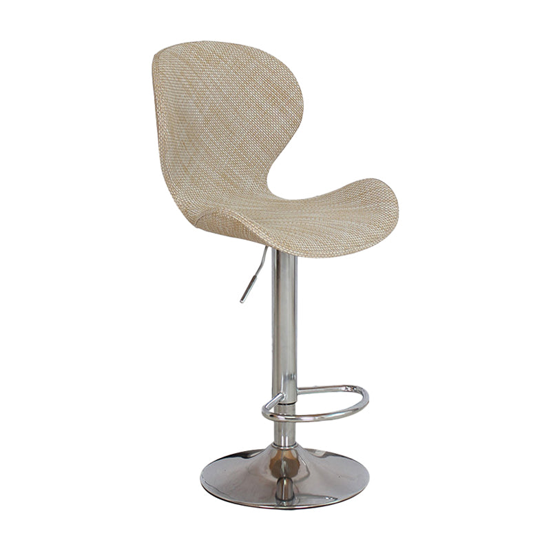 Nordic Indoor Barstool Metal Adjustable Swivel Tall Stool with Upholstered Light Khaki 1 Piece Clearhalo 'Bar Furniture' 'Bar Stools' 'bar_stools' 'furn' 'furn_bar_stools' 'furniture_bar_stools' 'Kitchen & Dining Furniture' 'kitchen&dining_furn' 'kitchen' 'kitchen_furn' Furniture' 4330000