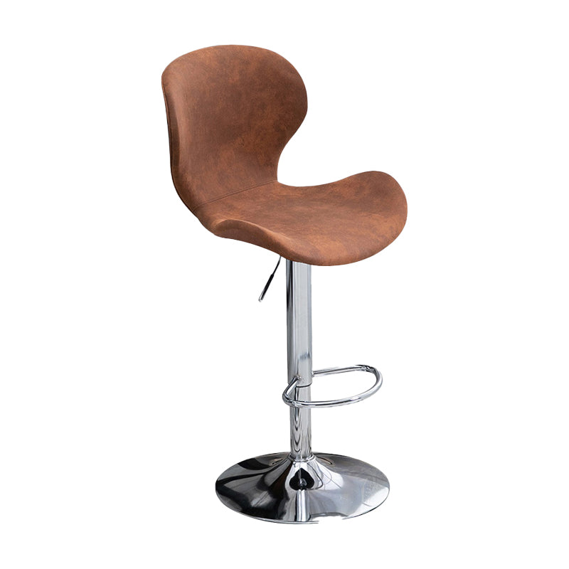 Nordic Indoor Barstool Metal Adjustable Swivel Tall Stool with Upholstered Brown 1 Piece Clearhalo 'Bar Furniture' 'Bar Stools' 'bar_stools' 'furn' 'furn_bar_stools' 'furniture_bar_stools' 'Kitchen & Dining Furniture' 'kitchen&dining_furn' 'kitchen' 'kitchen_furn' Furniture' 4330005