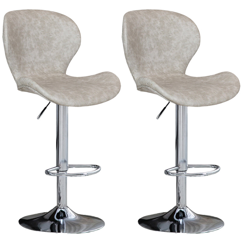 Nordic Indoor Barstool Metal Adjustable Swivel Tall Stool with Upholstered Cream Gray 2 Piece Set Clearhalo 'Bar Furniture' 'Bar Stools' 'bar_stools' 'furn' 'furn_bar_stools' 'furniture_bar_stools' 'Kitchen & Dining Furniture' 'kitchen&dining_furn' 'kitchen' 'kitchen_furn' Furniture' 4330023