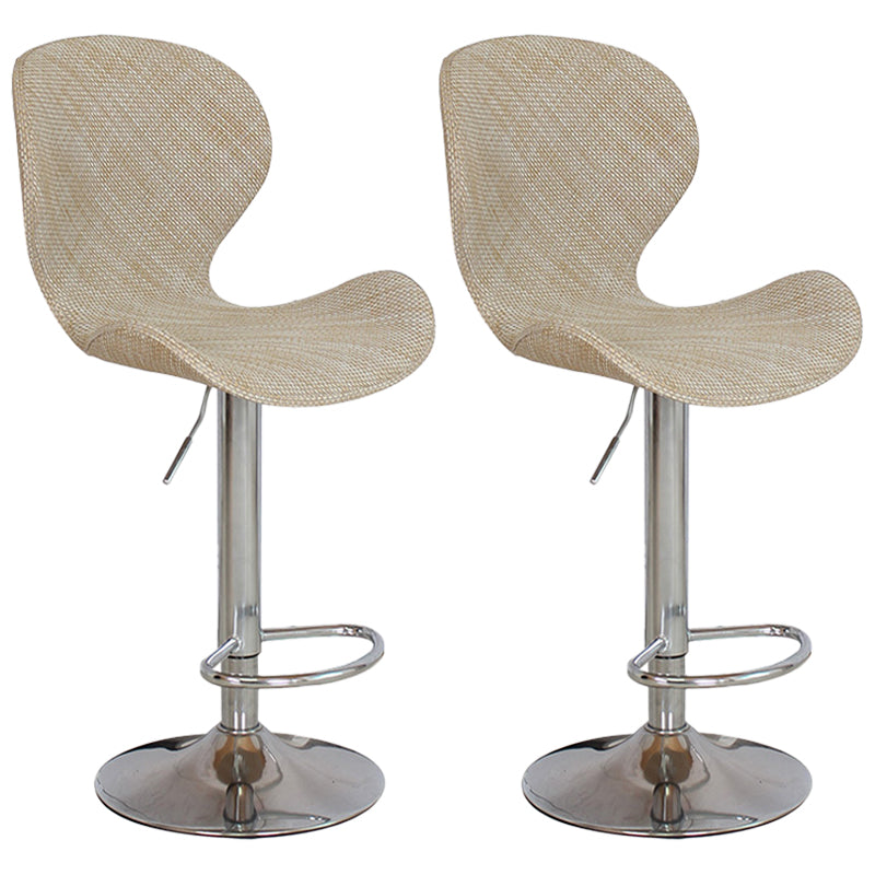 Nordic Indoor Barstool Metal Adjustable Swivel Tall Stool with Upholstered Light Khaki 2 Piece Set Clearhalo 'Bar Furniture' 'Bar Stools' 'bar_stools' 'furn' 'furn_bar_stools' 'furniture_bar_stools' 'Kitchen & Dining Furniture' 'kitchen&dining_furn' 'kitchen' 'kitchen_furn' Furniture' 4330025