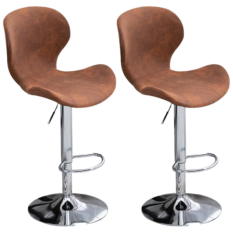 Nordic Indoor Barstool Metal Adjustable Swivel Tall Stool with Upholstered Brown 2 Piece Set Clearhalo 'Bar Furniture' 'Bar Stools' 'bar_stools' 'furn' 'furn_bar_stools' 'furniture_bar_stools' 'Kitchen & Dining Furniture' 'kitchen&dining_furn' 'kitchen' 'kitchen_furn' Furniture' 4330027