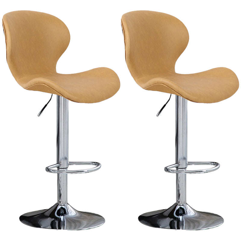Nordic Indoor Barstool Metal Adjustable Swivel Tall Stool with Upholstered Yellow 2 Piece Set Clearhalo 'Bar Furniture' 'Bar Stools' 'bar_stools' 'furn' 'furn_bar_stools' 'furniture_bar_stools' 'Kitchen & Dining Furniture' 'kitchen&dining_furn' 'kitchen' 'kitchen_furn' Furniture' 4330028