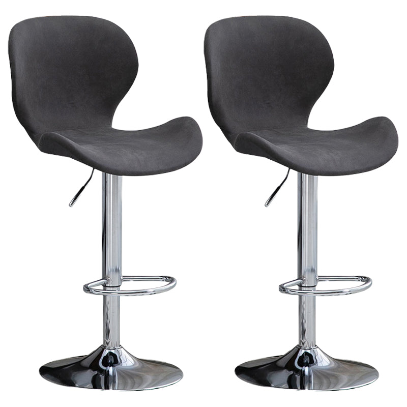 Nordic Indoor Barstool Metal Adjustable Swivel Tall Stool with Upholstered Dark Gray 2 Piece Set Clearhalo 'Bar Furniture' 'Bar Stools' 'bar_stools' 'furn' 'furn_bar_stools' 'furniture_bar_stools' 'Kitchen & Dining Furniture' 'kitchen&dining_furn' 'kitchen' 'kitchen_furn' Furniture' 4330030