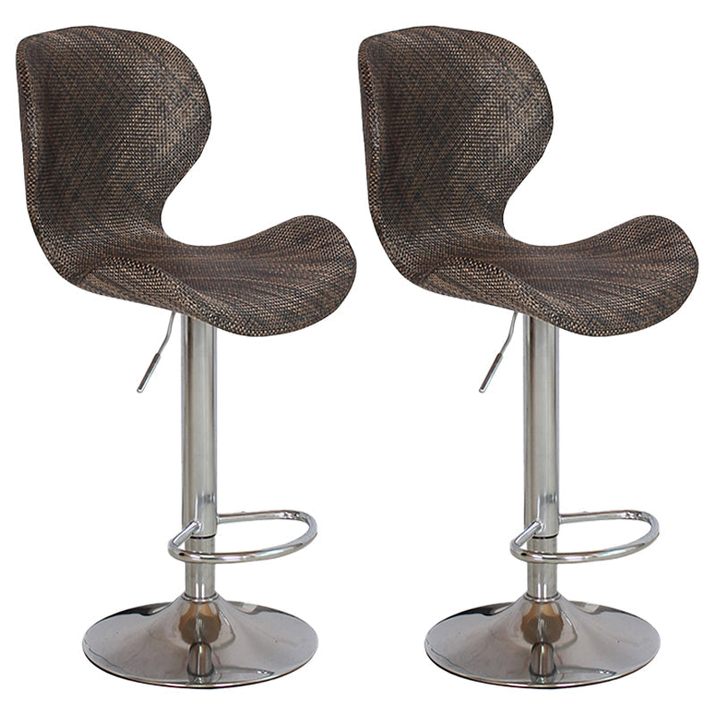 Nordic Indoor Barstool Metal Adjustable Swivel Tall Stool with Upholstered Dark Brown 2 Piece Set Clearhalo 'Bar Furniture' 'Bar Stools' 'bar_stools' 'furn' 'furn_bar_stools' 'furniture_bar_stools' 'Kitchen & Dining Furniture' 'kitchen&dining_furn' 'kitchen' 'kitchen_furn' Furniture' 4330032