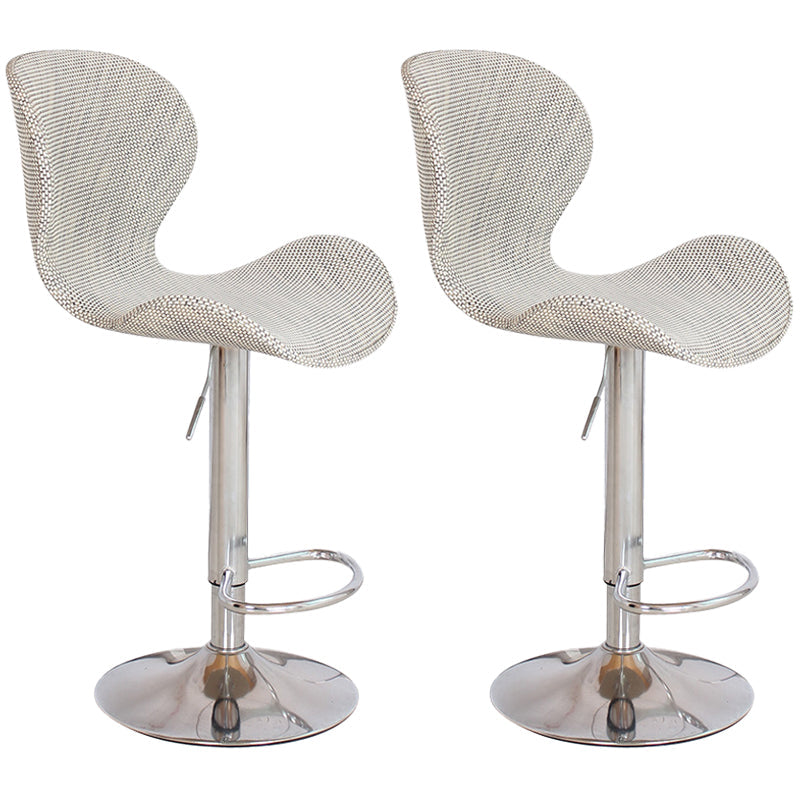 Nordic Indoor Barstool Metal Adjustable Swivel Tall Stool with Upholstered Gray-White 2 Piece Set Clearhalo 'Bar Furniture' 'Bar Stools' 'bar_stools' 'furn' 'furn_bar_stools' 'furniture_bar_stools' 'Kitchen & Dining Furniture' 'kitchen&dining_furn' 'kitchen' 'kitchen_furn' Furniture' 4330033