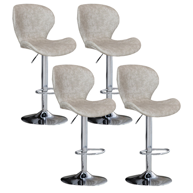 Nordic Indoor Barstool Metal Adjustable Swivel Tall Stool with Upholstered Cream Gray 4 Piece Set Clearhalo 'Bar Furniture' 'Bar Stools' 'bar_stools' 'furn' 'furn_bar_stools' 'furniture_bar_stools' 'Kitchen & Dining Furniture' 'kitchen&dining_furn' 'kitchen' 'kitchen_furn' Furniture' 4330036