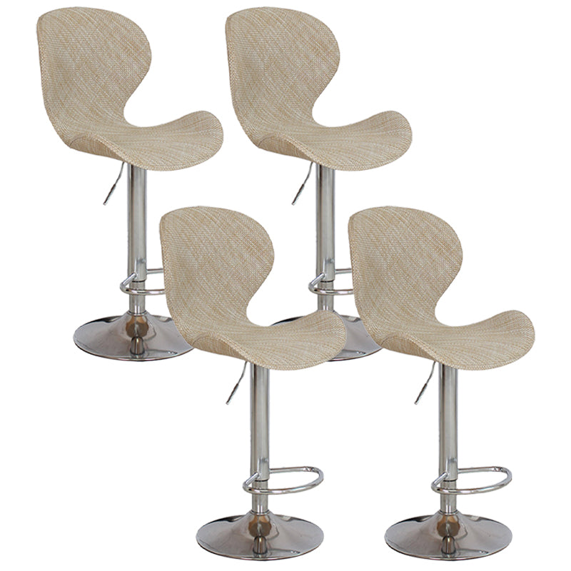 Nordic Indoor Barstool Metal Adjustable Swivel Tall Stool with Upholstered Light Khaki 4 Piece Set Clearhalo 'Bar Furniture' 'Bar Stools' 'bar_stools' 'furn' 'furn_bar_stools' 'furniture_bar_stools' 'Kitchen & Dining Furniture' 'kitchen&dining_furn' 'kitchen' 'kitchen_furn' Furniture' 4330037