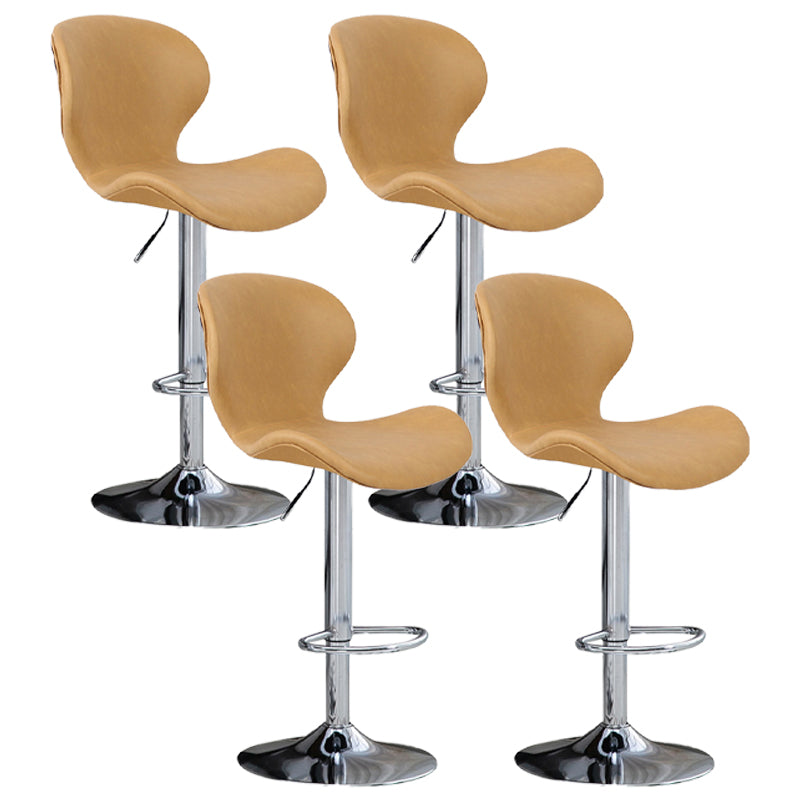 Nordic Indoor Barstool Metal Adjustable Swivel Tall Stool with Upholstered Yellow 4 Piece Set Clearhalo 'Bar Furniture' 'Bar Stools' 'bar_stools' 'furn' 'furn_bar_stools' 'furniture_bar_stools' 'Kitchen & Dining Furniture' 'kitchen&dining_furn' 'kitchen' 'kitchen_furn' Furniture' 4330040
