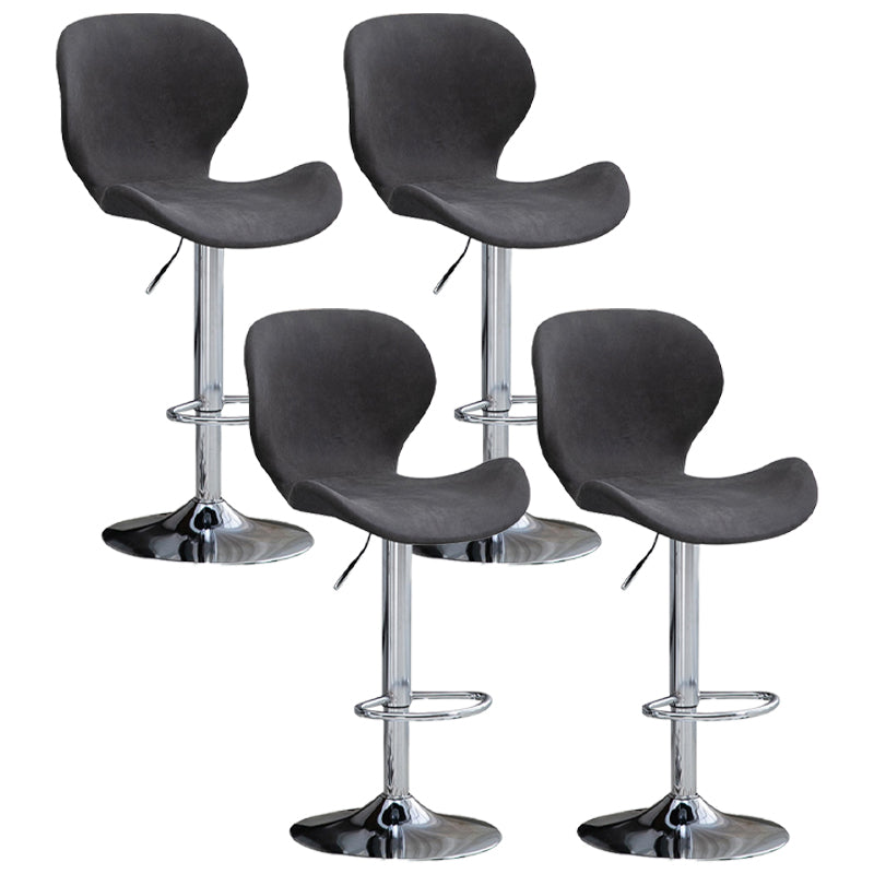 Nordic Indoor Barstool Metal Adjustable Swivel Tall Stool with Upholstered Dark Gray 4 Piece Set Clearhalo 'Bar Furniture' 'Bar Stools' 'bar_stools' 'furn' 'furn_bar_stools' 'furniture_bar_stools' 'Kitchen & Dining Furniture' 'kitchen&dining_furn' 'kitchen' 'kitchen_furn' Furniture' 4330042
