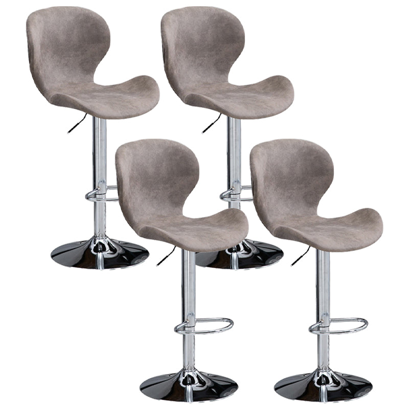Nordic Indoor Barstool Metal Adjustable Swivel Tall Stool with Upholstered Khaki 4 Piece Set Clearhalo 'Bar Furniture' 'Bar Stools' 'bar_stools' 'furn' 'furn_bar_stools' 'furniture_bar_stools' 'Kitchen & Dining Furniture' 'kitchen&dining_furn' 'kitchen' 'kitchen_furn' Furniture' 4330043