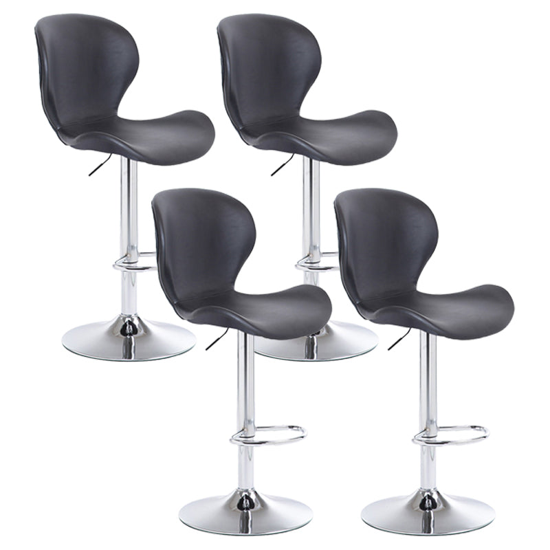 Nordic Indoor Barstool Metal Adjustable Swivel Tall Stool with Upholstered Black 4 Piece Set Clearhalo 'Bar Furniture' 'Bar Stools' 'bar_stools' 'furn' 'furn_bar_stools' 'furniture_bar_stools' 'Kitchen & Dining Furniture' 'kitchen&dining_furn' 'kitchen' 'kitchen_furn' Furniture' 4330046