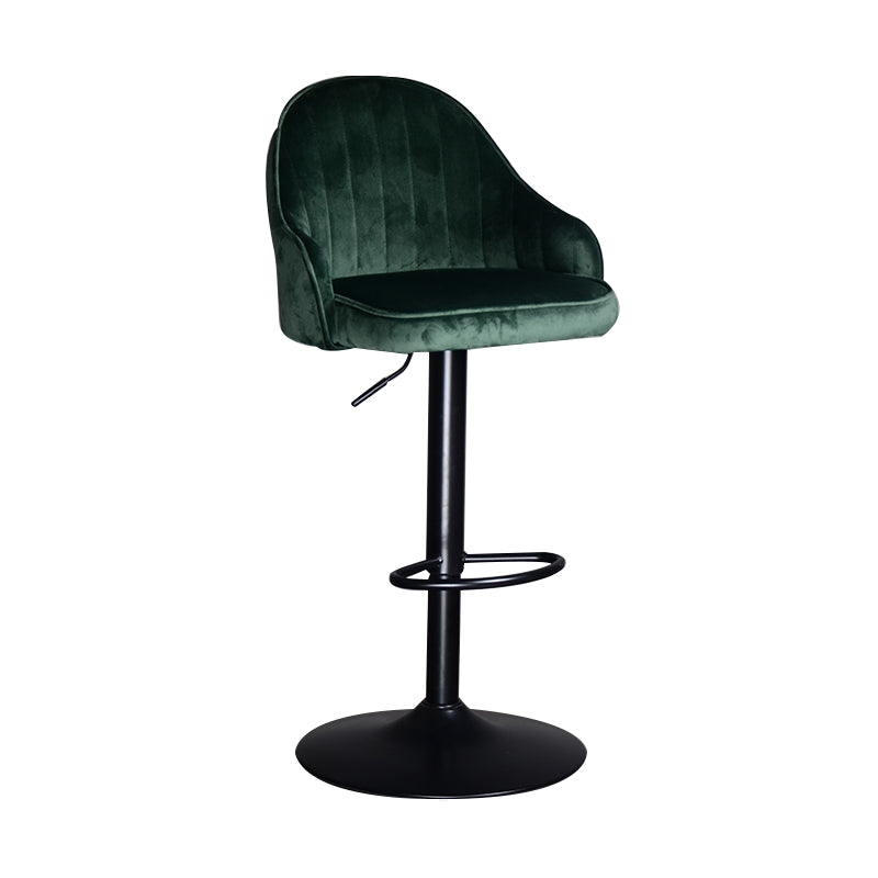 Nordic Metal Swivel Adjustable Barstool Indoor Tall Stool with Upholstered Blackish Green 1 Piece Clearhalo 'Bar Furniture' 'Bar Stools' 'bar_stools' 'furn' 'furn_bar_stools' 'furniture_bar_stools' 'Kitchen & Dining Furniture' 'kitchen&dining_furn' 'kitchen' 'kitchen_furn' Furniture' 4330049