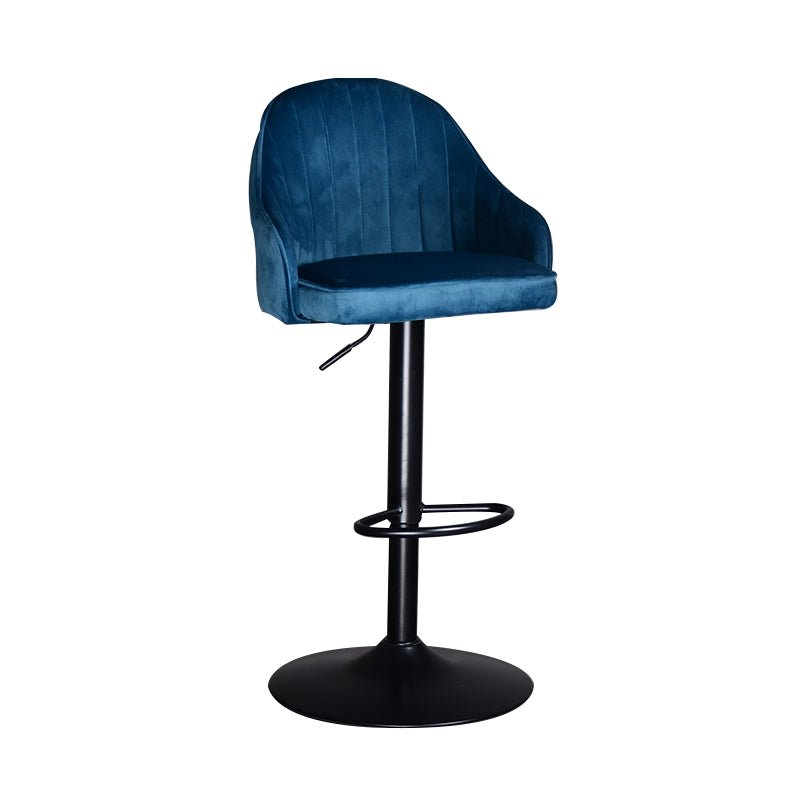 Nordic Metal Swivel Adjustable Barstool Indoor Tall Stool with Upholstered Peacock Blue 1 Piece Clearhalo 'Bar Furniture' 'Bar Stools' 'bar_stools' 'furn' 'furn_bar_stools' 'furniture_bar_stools' 'Kitchen & Dining Furniture' 'kitchen&dining_furn' 'kitchen' 'kitchen_furn' Furniture' 4330051