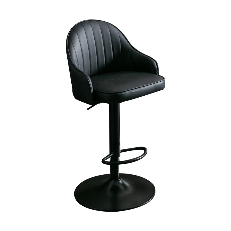 Nordic Metal Swivel Adjustable Barstool Indoor Tall Stool with Upholstered Black 1 Piece Clearhalo 'Bar Furniture' 'Bar Stools' 'bar_stools' 'furn' 'furn_bar_stools' 'furniture_bar_stools' 'Kitchen & Dining Furniture' 'kitchen&dining_furn' 'kitchen' 'kitchen_furn' Furniture' 4330060