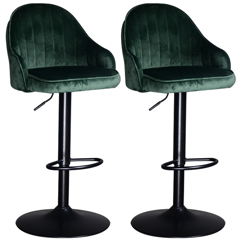 Nordic Metal Swivel Adjustable Barstool Indoor Tall Stool with Upholstered Blackish Green 2 Piece Set Clearhalo 'Bar Furniture' 'Bar Stools' 'bar_stools' 'furn' 'furn_bar_stools' 'furniture_bar_stools' 'Kitchen & Dining Furniture' 'kitchen&dining_furn' 'kitchen' 'kitchen_furn' Furniture' 4330062