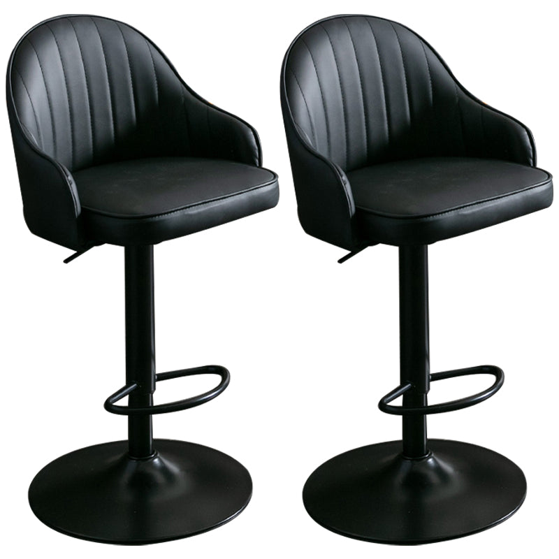 Nordic Metal Swivel Adjustable Barstool Indoor Tall Stool with Upholstered Black 2 Piece Set Clearhalo 'Bar Furniture' 'Bar Stools' 'bar_stools' 'furn' 'furn_bar_stools' 'furniture_bar_stools' 'Kitchen & Dining Furniture' 'kitchen&dining_furn' 'kitchen' 'kitchen_furn' Furniture' 4330071