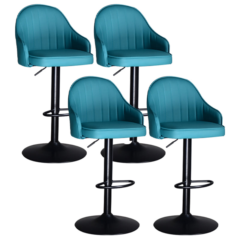 Nordic Metal Swivel Adjustable Barstool Indoor Tall Stool with Upholstered Blue 4 Piece Set Clearhalo 'Bar Furniture' 'Bar Stools' 'bar_stools' 'furn' 'furn_bar_stools' 'furniture_bar_stools' 'Kitchen & Dining Furniture' 'kitchen&dining_furn' 'kitchen' 'kitchen_furn' Furniture' 4330075
