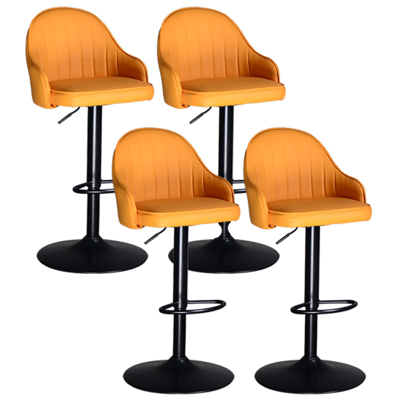 Nordic Metal Swivel Adjustable Barstool Indoor Tall Stool with Upholstered Orange 4 Piece Set Clearhalo 'Bar Furniture' 'Bar Stools' 'bar_stools' 'furn' 'furn_bar_stools' 'furniture_bar_stools' 'Kitchen & Dining Furniture' 'kitchen&dining_furn' 'kitchen' 'kitchen_furn' Furniture' 4330076