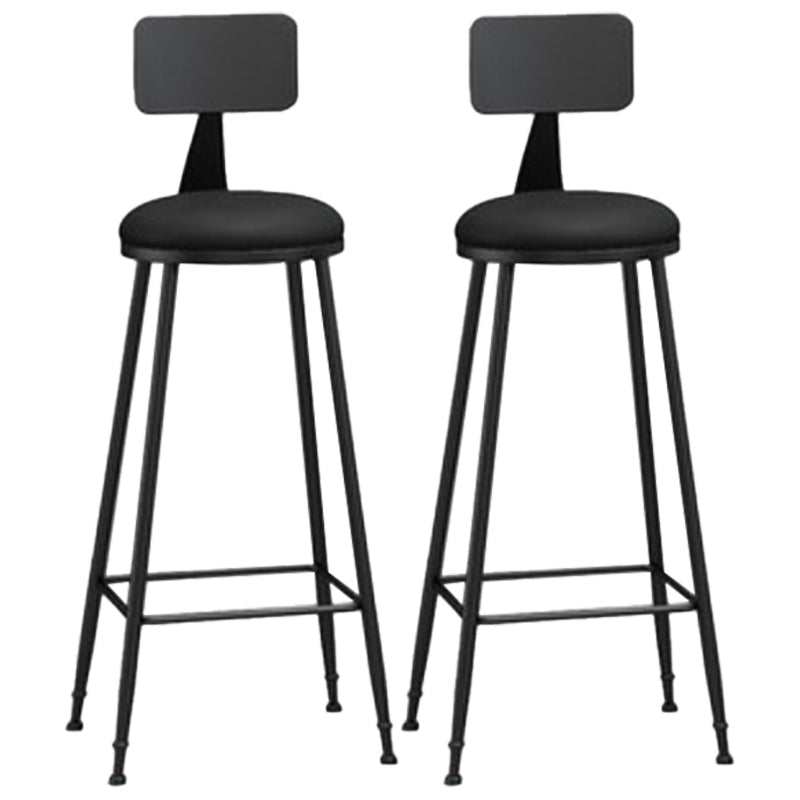 Nordic Iron Low Back Barstool Simple Indoor Tall Stool for Indoor Black 2 Piece Set Clearhalo 'Bar Furniture' 'Bar Stools' 'bar_stools' 'furn' 'furn_bar_stools' 'furniture_bar_stools' 'Kitchen & Dining Furniture' 'kitchen&dining_furn' 'kitchen' 'kitchen_furn' Furniture' 4330088