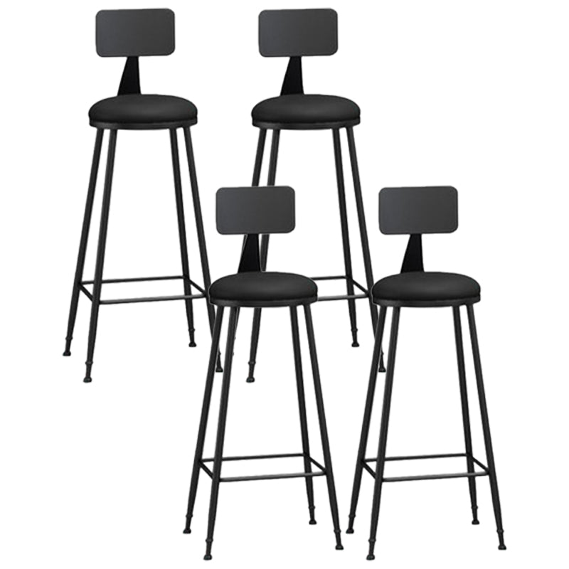 Nordic Iron Low Back Barstool Simple Indoor Tall Stool for Indoor Black 4 Piece Set Clearhalo 'Bar Furniture' 'Bar Stools' 'bar_stools' 'furn' 'furn_bar_stools' 'furniture_bar_stools' 'Kitchen & Dining Furniture' 'kitchen&dining_furn' 'kitchen' 'kitchen_furn' Furniture' 4330097