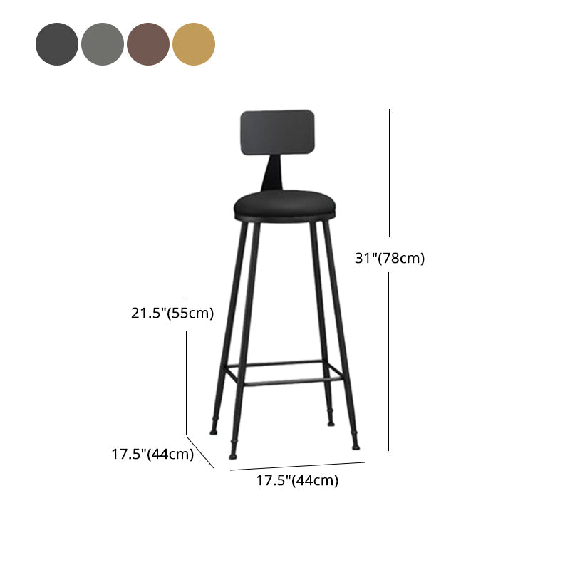 Nordic Iron Low Back Barstool Simple Indoor Tall Stool for Indoor Clearhalo 'Bar Furniture' 'Bar Stools' 'bar_stools' 'furn' 'furn_bar_stools' 'furniture_bar_stools' 'Kitchen & Dining Furniture' 'kitchen&dining_furn' 'kitchen' 'kitchen_furn' Furniture' 4330105