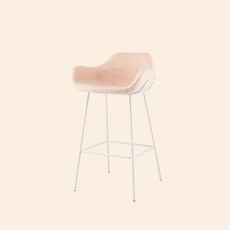 Nordic Iron Low Back Barstool Simple Indoor Tall Stool with Upholstered, 1 Piece Pink Clearhalo 'Bar Furniture' 'Bar Stools' 'bar_stools' 'furn' 'furn_bar_stools' 'furniture_bar_stools' 'Kitchen & Dining Furniture' 'kitchen&dining_furn' 'kitchen' 'kitchen_furn' Furniture' 4330121
