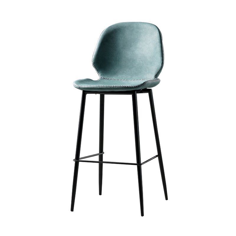 Industrial Leather Distressed Quilted Barstool Low Back Indoor Tall Stool Lake Blue 1 Piece Counter Stool(26"H) Clearhalo 'Bar Furniture' 'Bar Stools' 'bar_stools' 'furn' 'furn_bar_stools' 'furniture_bar_stools' 'Kitchen & Dining Furniture' 'kitchen&dining_furn' 'kitchen' 'kitchen_furn' Furniture' 4330133