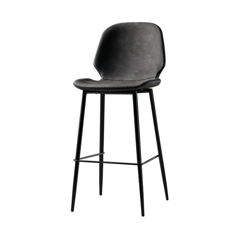 Industrial Leather Distressed Quilted Barstool Low Back Indoor Tall Stool Dark Gray-Black 1 Piece Counter Stool(26"H) Clearhalo 'Bar Furniture' 'Bar Stools' 'bar_stools' 'furn' 'furn_bar_stools' 'furniture_bar_stools' 'Kitchen & Dining Furniture' 'kitchen&dining_furn' 'kitchen' 'kitchen_furn' Furniture' 4330134