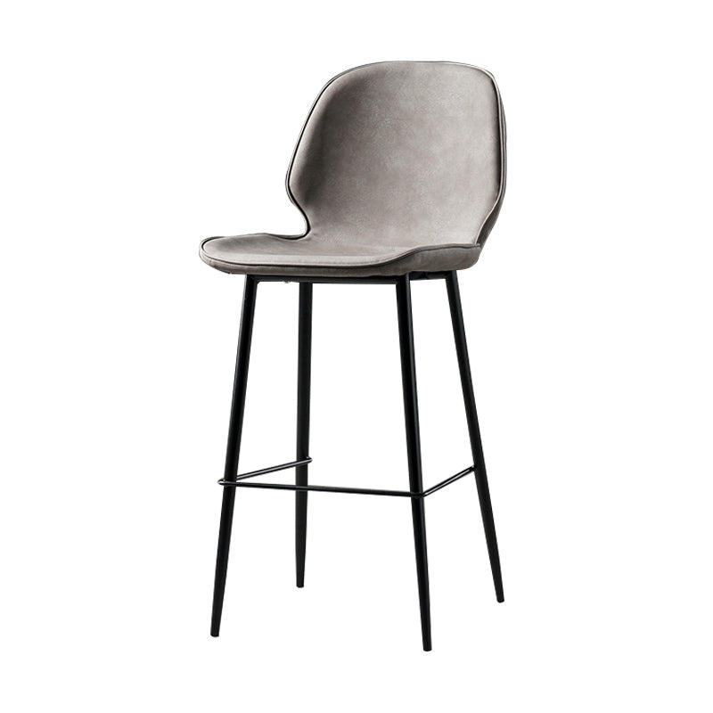 Industrial Leather Distressed Quilted Barstool Low Back Indoor Tall Stool Light Gray 1 Piece Counter Stool(26"H) Clearhalo 'Bar Furniture' 'Bar Stools' 'bar_stools' 'furn' 'furn_bar_stools' 'furniture_bar_stools' 'Kitchen & Dining Furniture' 'kitchen&dining_furn' 'kitchen' 'kitchen_furn' Furniture' 4330139