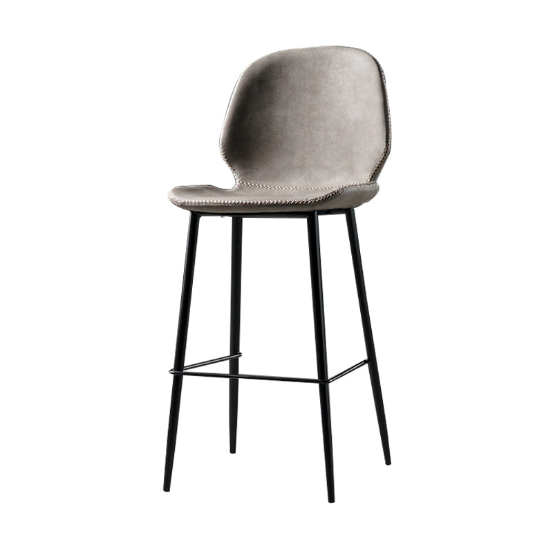 Industrial Leather Distressed Quilted Barstool Low Back Indoor Tall Stool Light Gray-White 1 Piece Counter Stool(26"H) Clearhalo 'Bar Furniture' 'Bar Stools' 'bar_stools' 'furn' 'furn_bar_stools' 'furniture_bar_stools' 'Kitchen & Dining Furniture' 'kitchen&dining_furn' 'kitchen' 'kitchen_furn' Furniture' 4330143