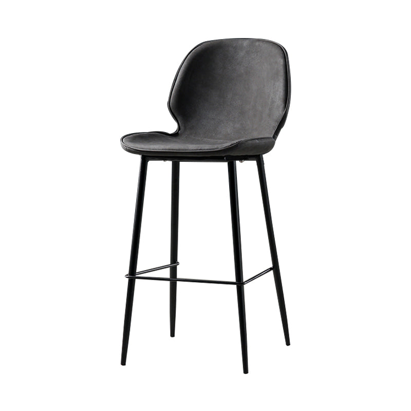 Industrial Leather Distressed Quilted Barstool Low Back Indoor Tall Stool Dark Gray 1 Piece Counter Stool(26"H) Clearhalo 'Bar Furniture' 'Bar Stools' 'bar_stools' 'furn' 'furn_bar_stools' 'furniture_bar_stools' 'Kitchen & Dining Furniture' 'kitchen&dining_furn' 'kitchen' 'kitchen_furn' Furniture' 4330144