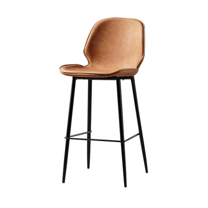 Industrial Leather Distressed Quilted Barstool Low Back Indoor Tall Stool Orange 1 Piece Counter Stool(26"H) Clearhalo 'Bar Furniture' 'Bar Stools' 'bar_stools' 'furn' 'furn_bar_stools' 'furniture_bar_stools' 'Kitchen & Dining Furniture' 'kitchen&dining_furn' 'kitchen' 'kitchen_furn' Furniture' 4330150