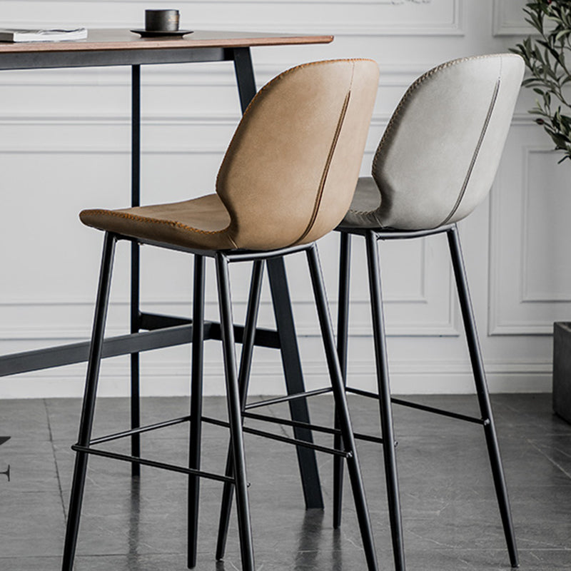 Industrial Leather Distressed Quilted Barstool Low Back Indoor Tall Stool Clearhalo 'Bar Furniture' 'Bar Stools' 'bar_stools' 'furn' 'furn_bar_stools' 'furniture_bar_stools' 'Kitchen & Dining Furniture' 'kitchen&dining_furn' 'kitchen' 'kitchen_furn' Furniture' 4330153