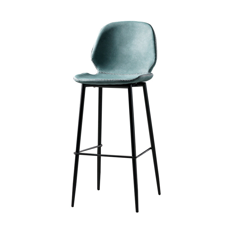 Industrial Leather Distressed Quilted Barstool Low Back Indoor Tall Stool Lake Blue 1 Piece Bar Stool(30"H) Clearhalo 'Bar Furniture' 'Bar Stools' 'bar_stools' 'furn' 'furn_bar_stools' 'furniture_bar_stools' 'Kitchen & Dining Furniture' 'kitchen&dining_furn' 'kitchen' 'kitchen_furn' Furniture' 4330155