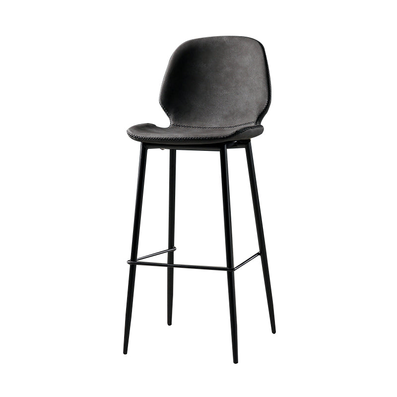 Industrial Leather Distressed Quilted Barstool Low Back Indoor Tall Stool Dark Gray-Black 1 Piece Bar Stool(30"H) Clearhalo 'Bar Furniture' 'Bar Stools' 'bar_stools' 'furn' 'furn_bar_stools' 'furniture_bar_stools' 'Kitchen & Dining Furniture' 'kitchen&dining_furn' 'kitchen' 'kitchen_furn' Furniture' 4330157